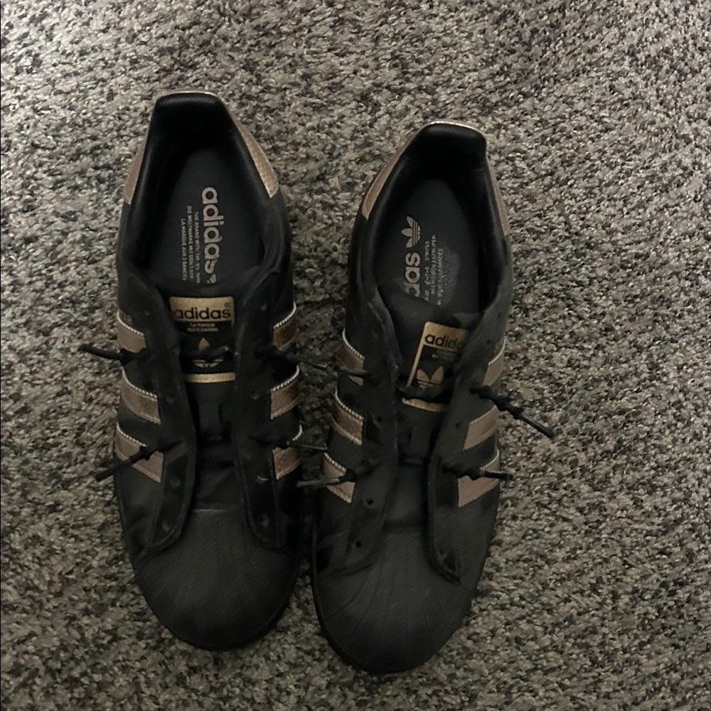 Adidas Women’s  Black and Rose Gold Sneakers